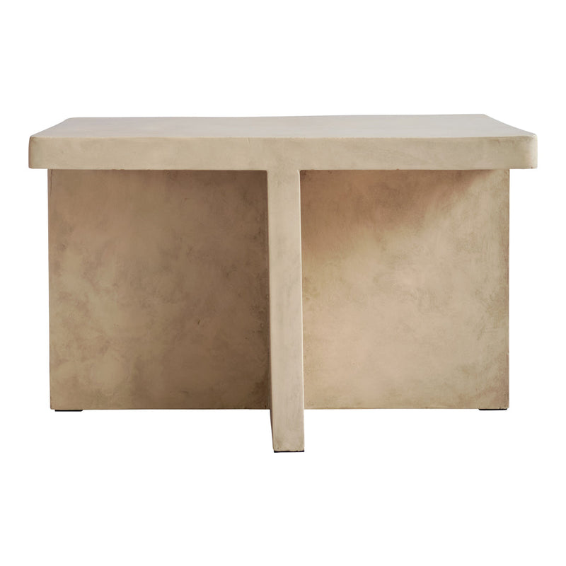 Beige minimalist table with a smooth finish and clean lines, perfect for modern decor. 