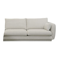 Light beige modern sofa with soft, seamless cushions and a curved armrest design, perfect for any living space.