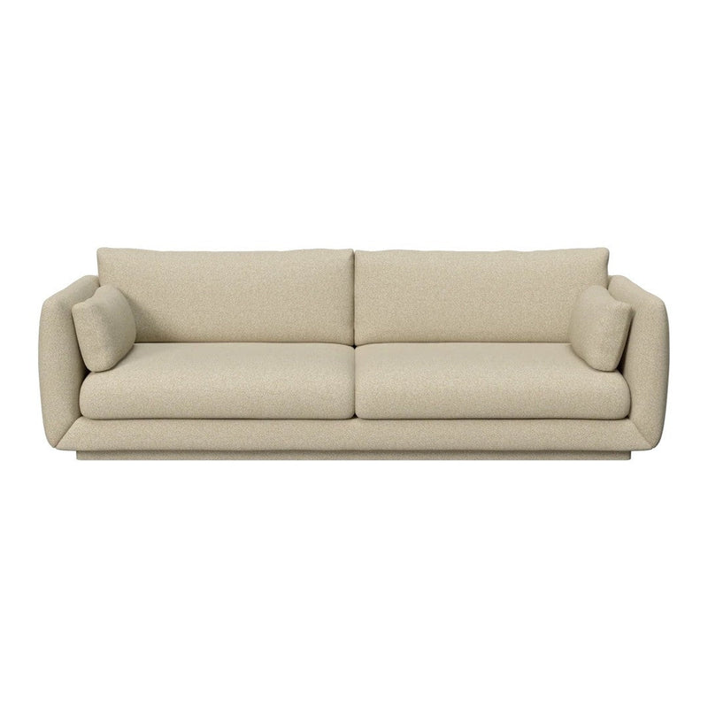 Light beige sofa with a minimalist design and smooth, textured fabric. Ideal for modern living spaces.