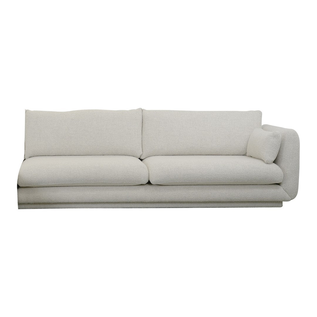 Light gray modern sofa with a smooth, textured fabric and minimalist design, perfect for contemporary living spaces.