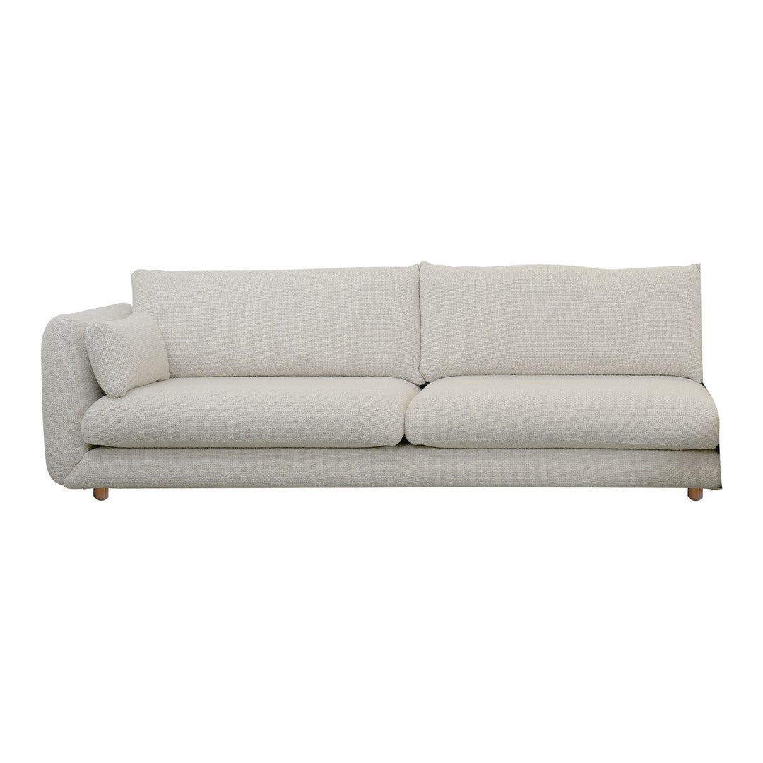 Light beige modern sofa with a smooth, textured fabric and clean lines, perfect for contemporary interiors.