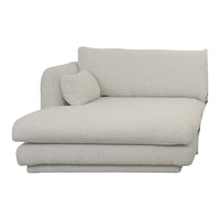 Light cream chaise lounge sofa with a textured fabric and minimalist design, perfect for modern decor.