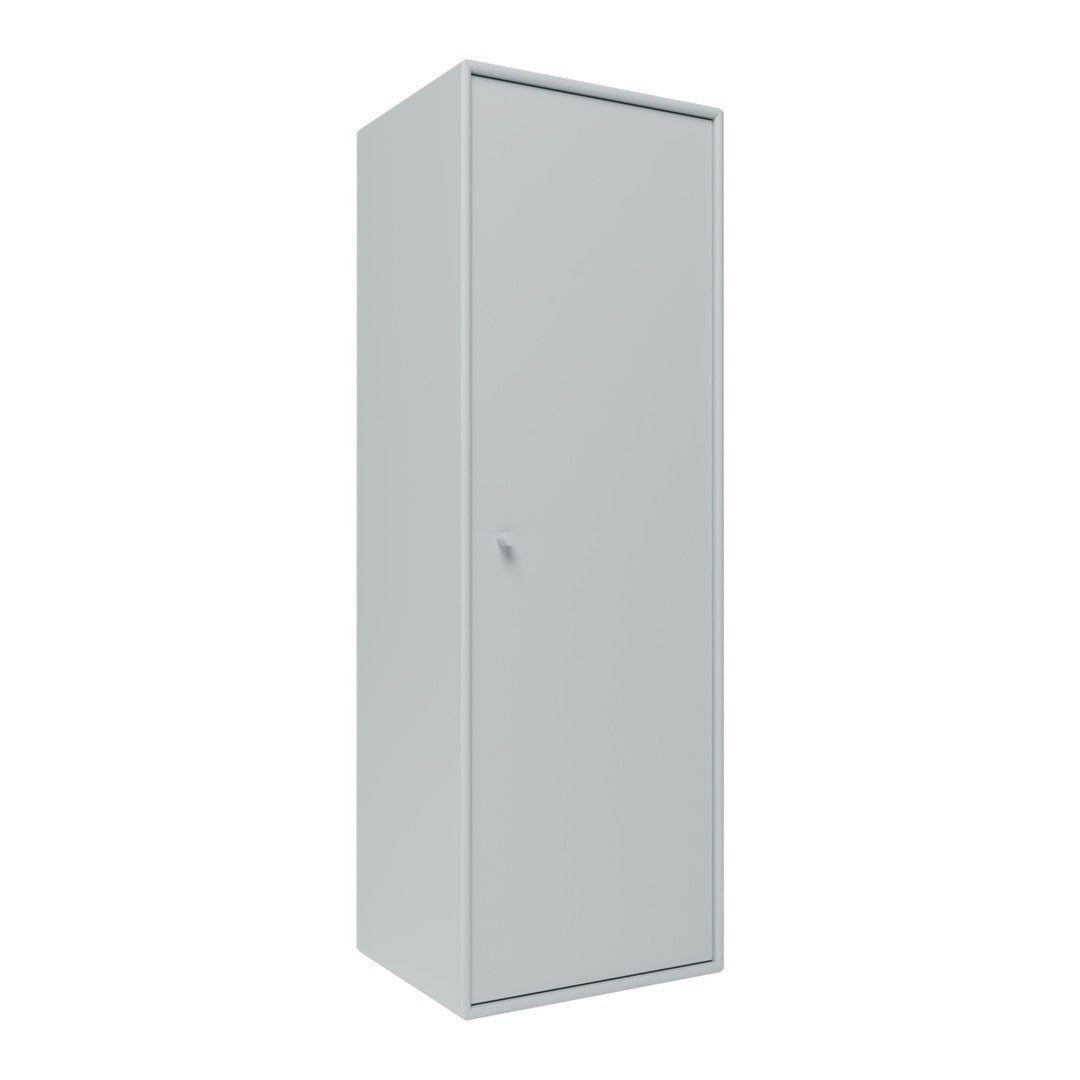 Gray metal storage cabinet with a sleek, minimalist design and smooth surface. Perfect for modern spaces.