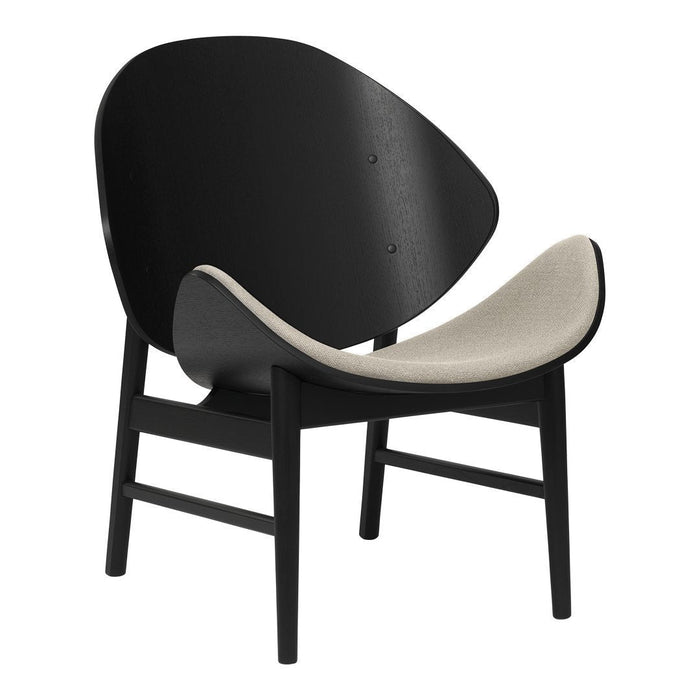 Modern chair featuring a sleek black finish with a soft beige seat cushion for a chic contrast.