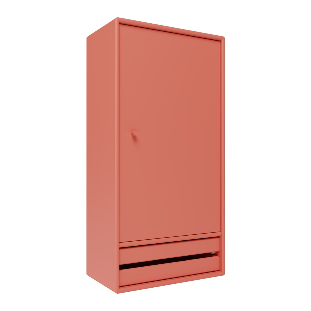 Coral orange wardrobe with a smooth finish and minimalist design, featuring a sleek, solid color and no patterns.