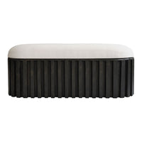 Black-striped base with a soft cream-colored top, sleek and modern design for any living space.