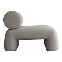 Light gray modern sofa with unique rounded shapes and minimalist design, perfect for contemporary interiors.
