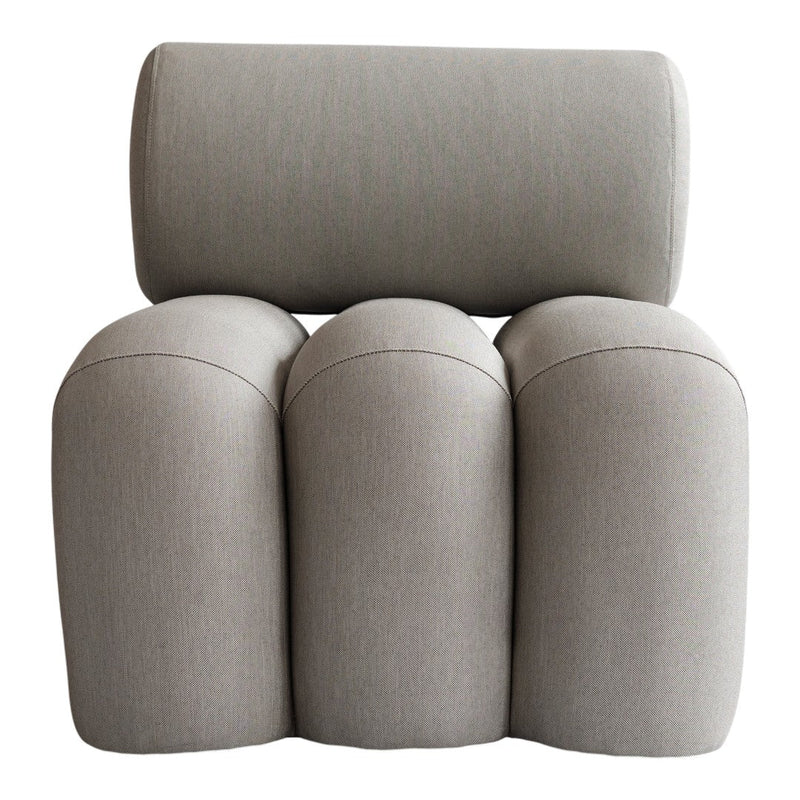 Light gray upholstery with smooth, rounded shapes and subtle stitching details, perfect for modern interiors.