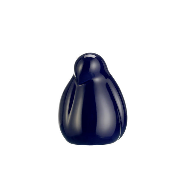 Navy blue ceramic figurine with a smooth, glossy finish and rounded shape. No visible patterns.