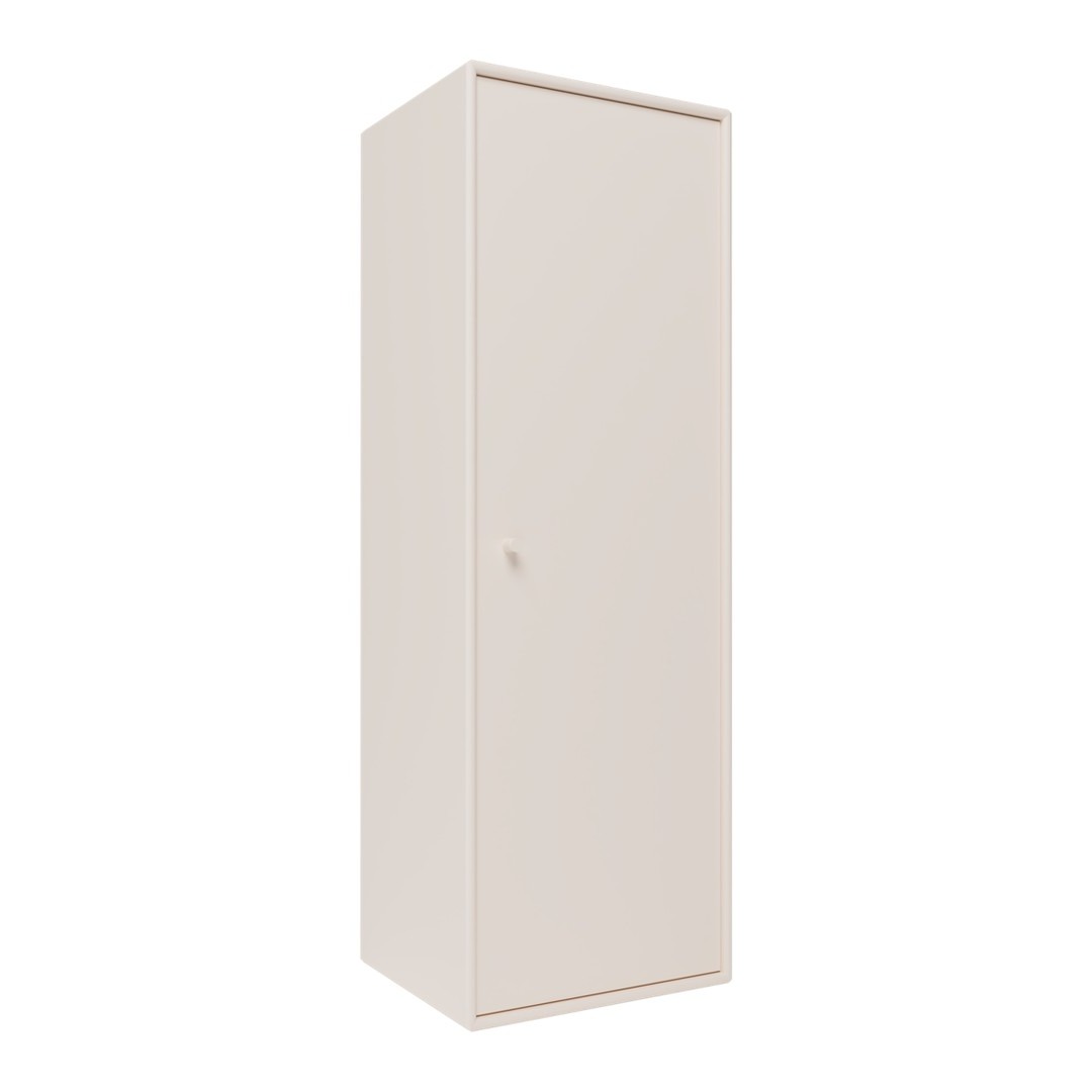 Sleek, tall wardrobe in a soft beige finish, featuring a smooth, solid design with no patterns.