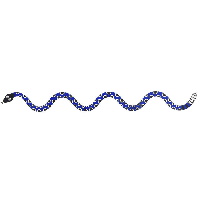 Blue snake design with white and gold heart patterns along its body and black head, perfect for unique decor.