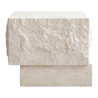 Textured light beige stone block with a rough surface and subtle speckles, perfect for modern decor.
