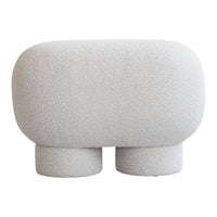 Textured light gray sculptural lamp with a rounded design and soft fabric finish. Perfect for modern decor.