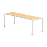 Light wood slats with a natural finish on a sleek silver metal frame, perfect for modern decor.