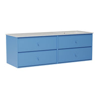 Light blue storage cabinet with four smooth drawers and a clean, minimalist design. Perfect for modern decor.