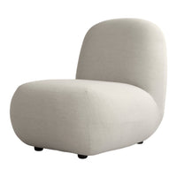 Light beige chair with a smooth, textured fabric and minimalist design, perfect for modern interiors.