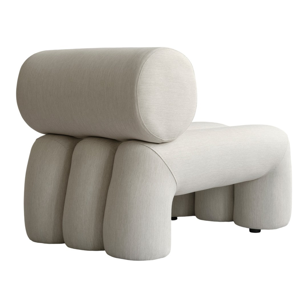 Textured light beige modern sofa with rounded shapes and soft curves, adding a contemporary touch to any space.