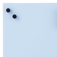 Light blue surface with two black round knobs, perfect for modern decor and organizational style.