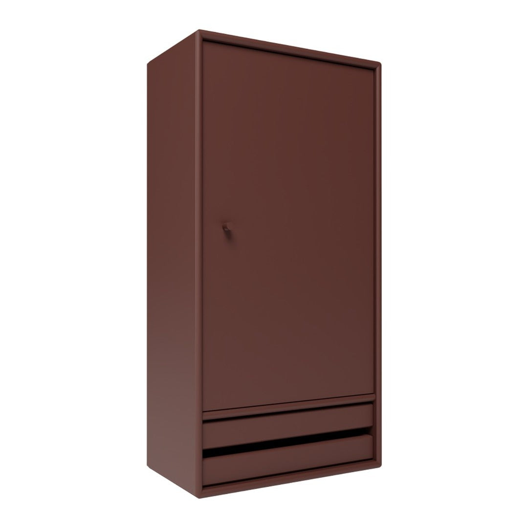 Brown wardrobe with a sleek, solid color design and a minimalist style. Perfect for modern spaces.