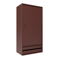 Brown wardrobe with a sleek, solid color design and a minimalist style. Perfect for modern spaces.