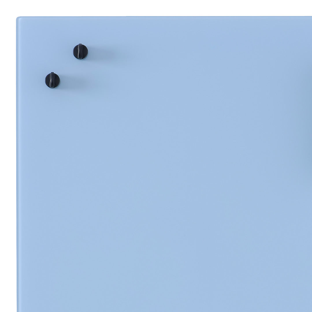Sleek light blue surface with two black knobs, perfect for modern decor. Minimalistic design for any space.