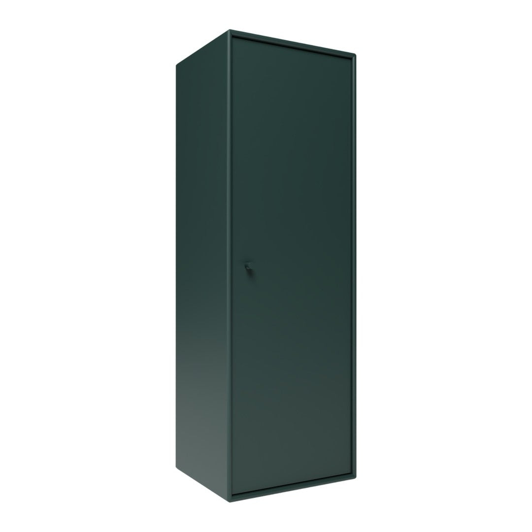 Single tall cabinet in a solid, deep green finish with a sleek matte texture.