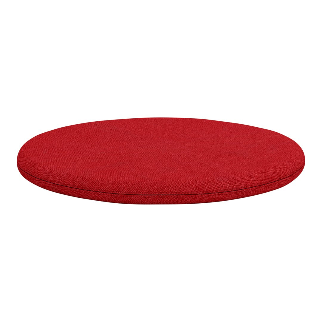 Red round cushion with a smooth, uniform texture, perfect for adding a pop of color to any space.