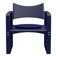 Navy blue chair with simple, modern design and matching cushioned seat in solid navy. Perfect for contemporary spaces.