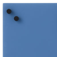 Blue rectangular panel with two black circular knobs at the top, creating a modern and minimalist design.