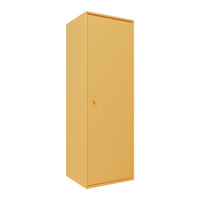 Solid mustard yellow tall cabinet with a sleek design and a single door. Ideal for modern storage solutions.