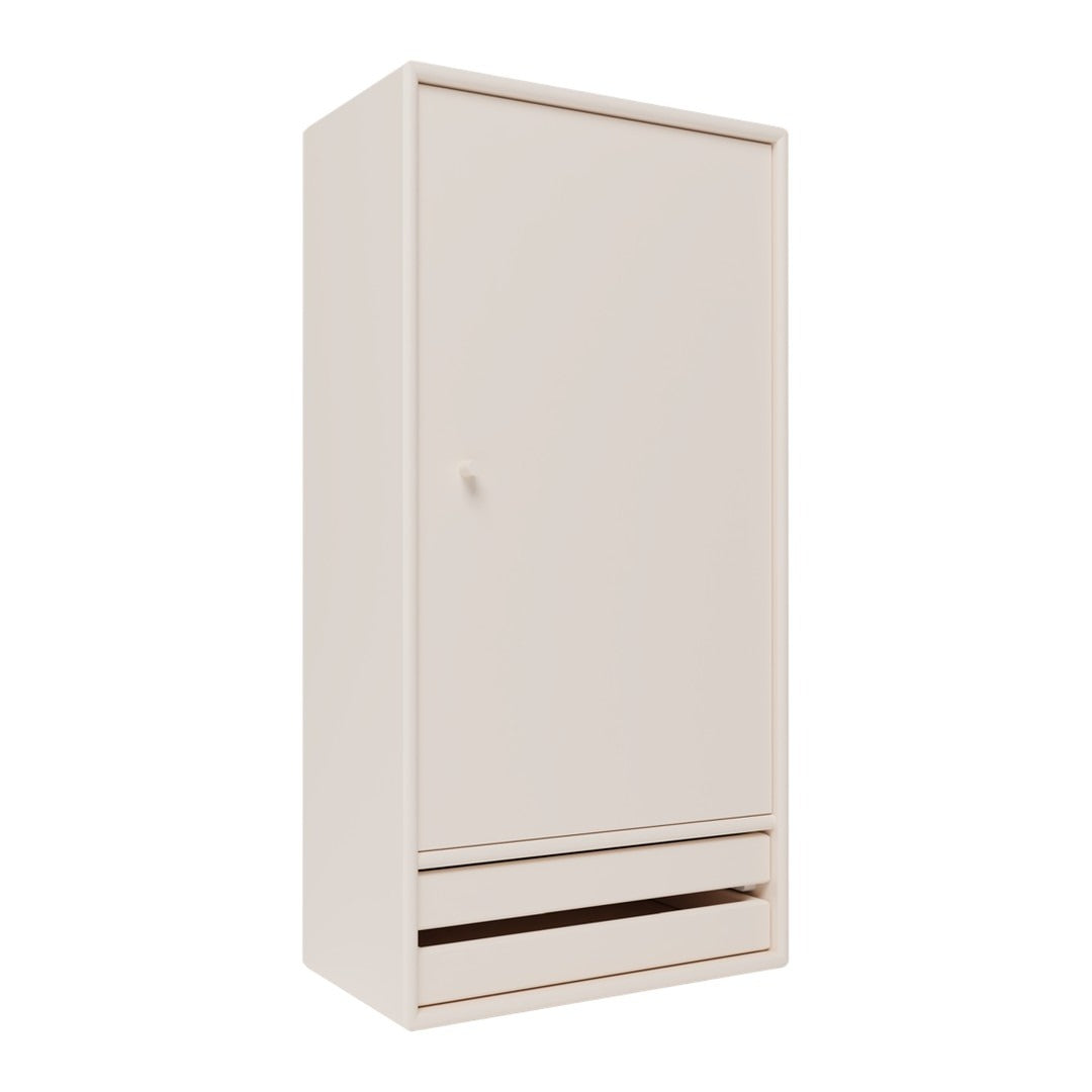 Light beige cabinet with a minimalist design featuring a smooth surface and simple lines. Perfect for modern decor.