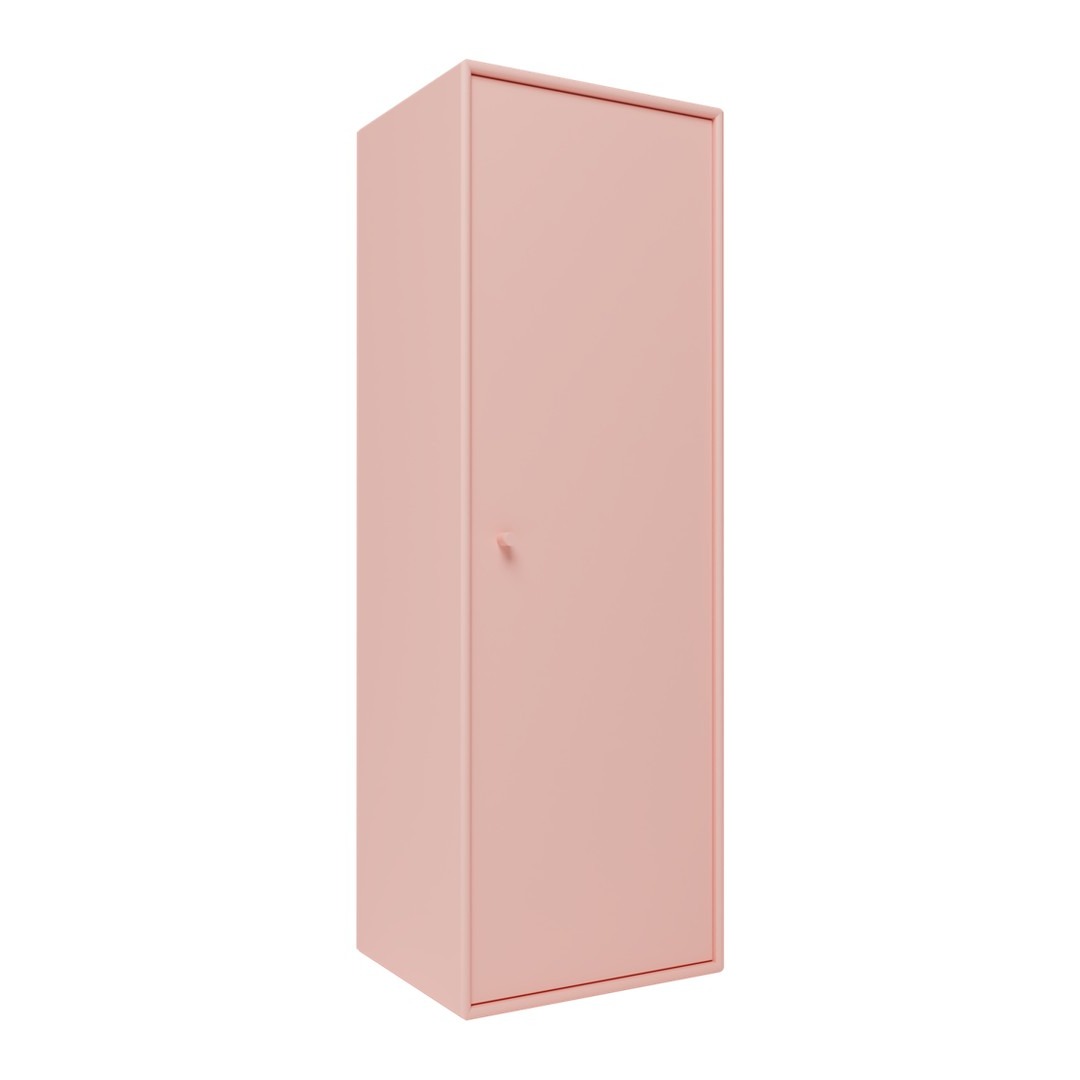Minimalist pink wardrobe with a smooth, matte finish, featuring a simple door and no visible patterns.