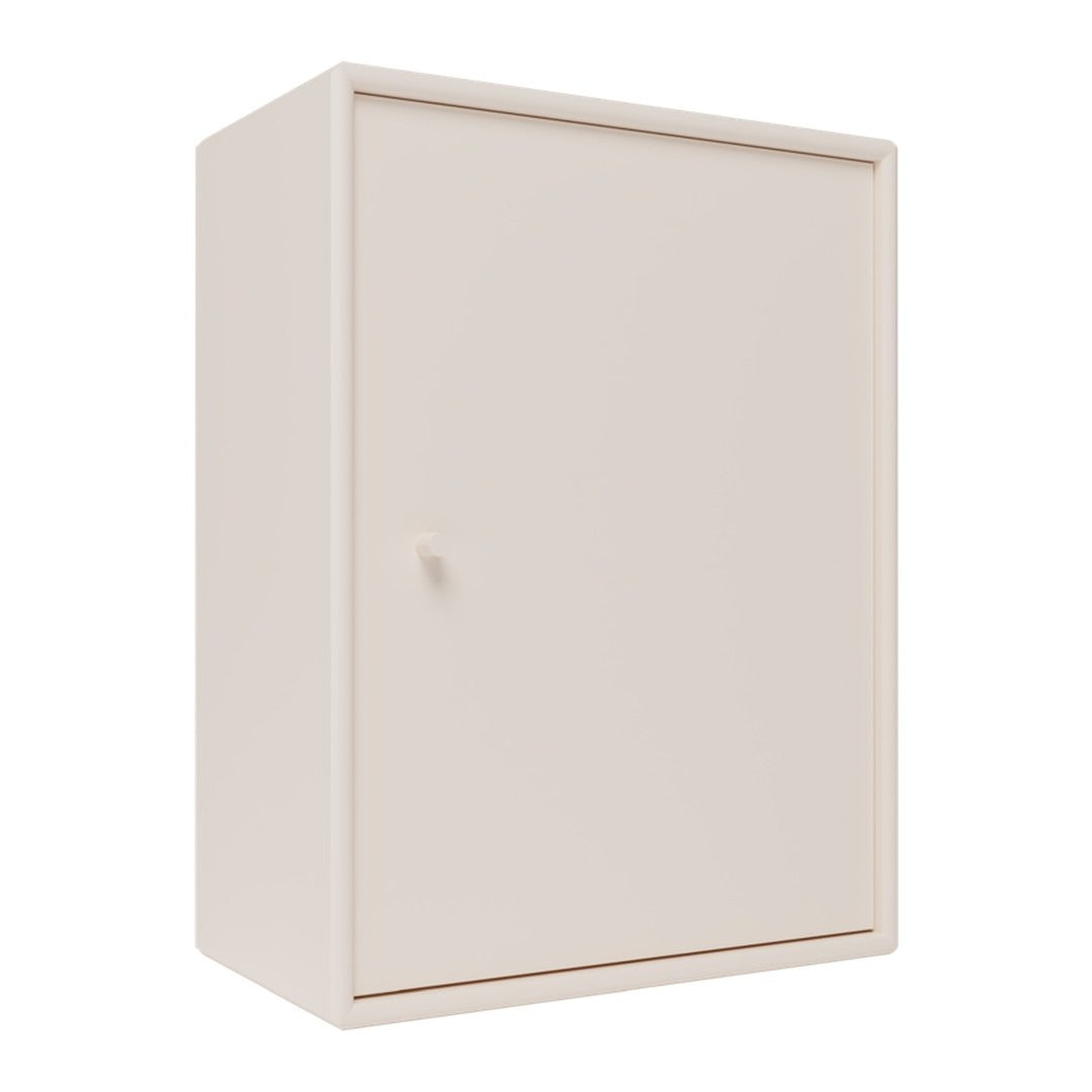 Beige minimalist cabinet with smooth, solid surface and a subtle, modern design. Perfect for any decor style.