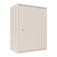 Beige minimalist cabinet with smooth, solid surface and a subtle, modern design. Perfect for any decor style.