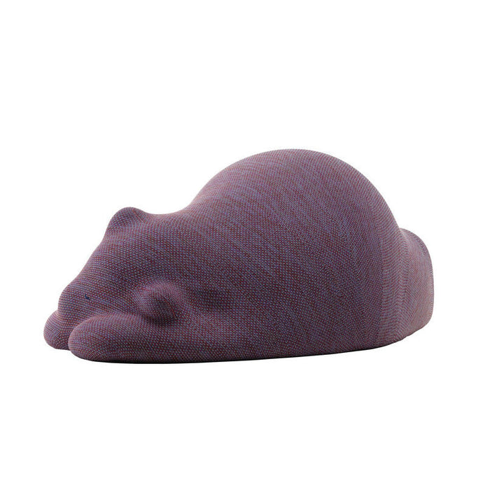 Purple smooth textured figurine resembling a sleeping animal, with subtle marbled patterns. Ideal for home decor.