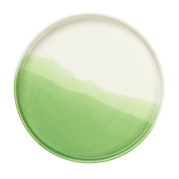 Green ombre circular plate with a smooth, gradient pattern transitioning from light to dark green.