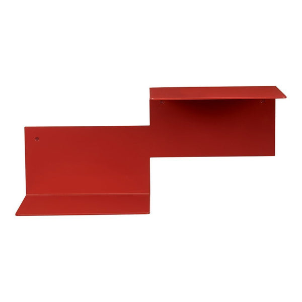 Red geometric wall shelf with clean lines and a modern design. Perfect for contemporary decor.