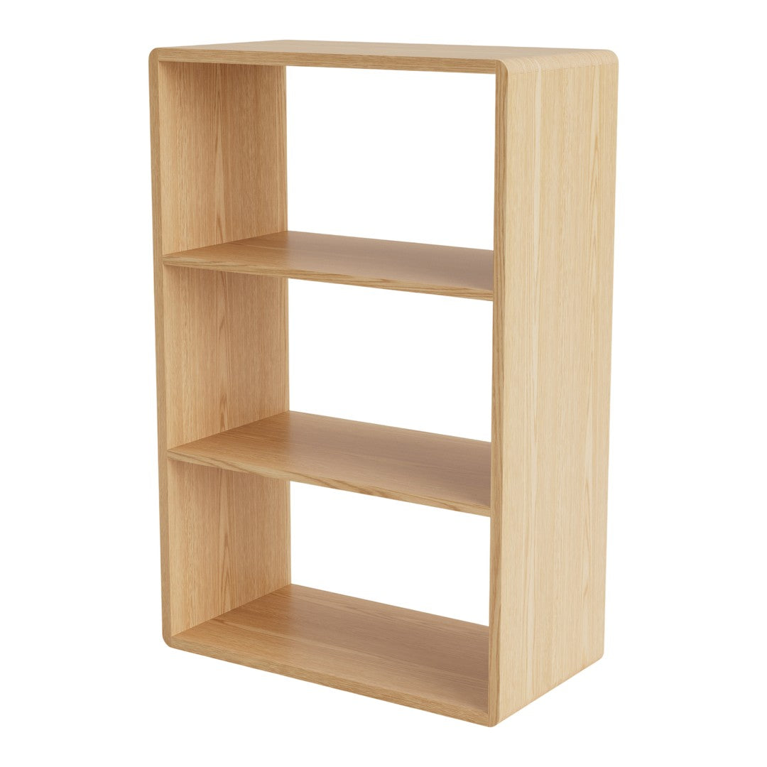 Light natural wood bookshelf with a smooth finish and simple, clean lines. Ideal for modern decor.