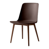 Brown modern chair with a sleek, minimalist design and wooden legs, perfect for contemporary decor.