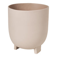 Beige ceramic planter with smooth, matte finish and simple, rounded design. Ideal for modern decor.