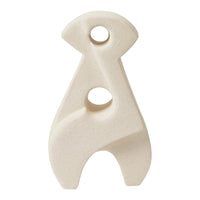 Beige abstract decorative sculpture with smooth curves and cut-out details, perfect for modern home decor.