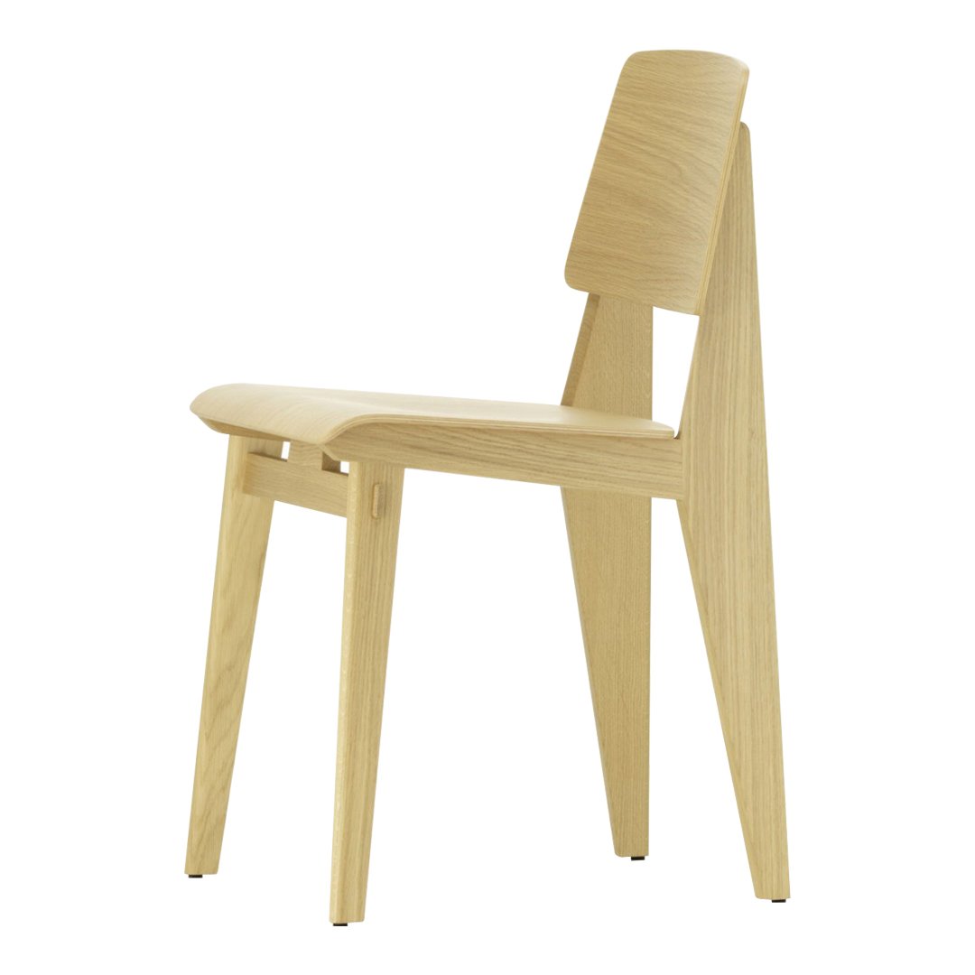Light natural wood chair with a sleek design and smooth finish, showcasing minimalist lines and an elegant silhouette.
