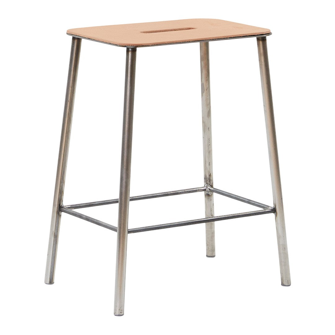 Light wood seat with a sleek metal frame, perfect for modern decor. Minimalist design and neutral colors.