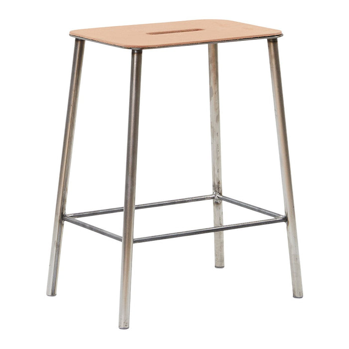 Light wood seat with a sleek metal frame, perfect for modern decor. Minimalist design and neutral colors.