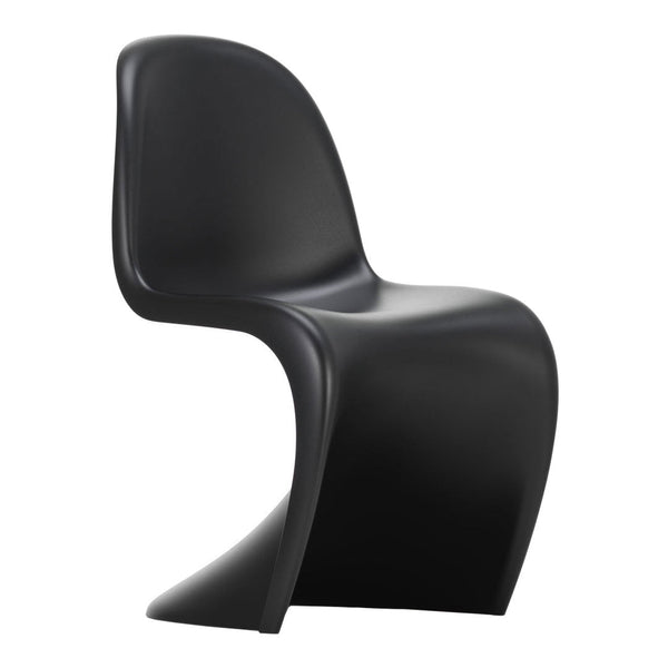 Sleek black chair with a smooth, modern design and gentle curves, perfect for contemporary decor.