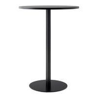 Sleek black round bar table with a minimalist design and smooth, glossy finish. Perfect for modern interiors.