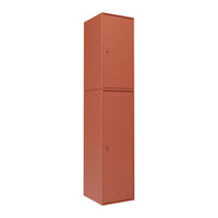 Tall, rust-orange cabinet with a smooth finish and minimalistic design. Perfect for modern storage solutions.