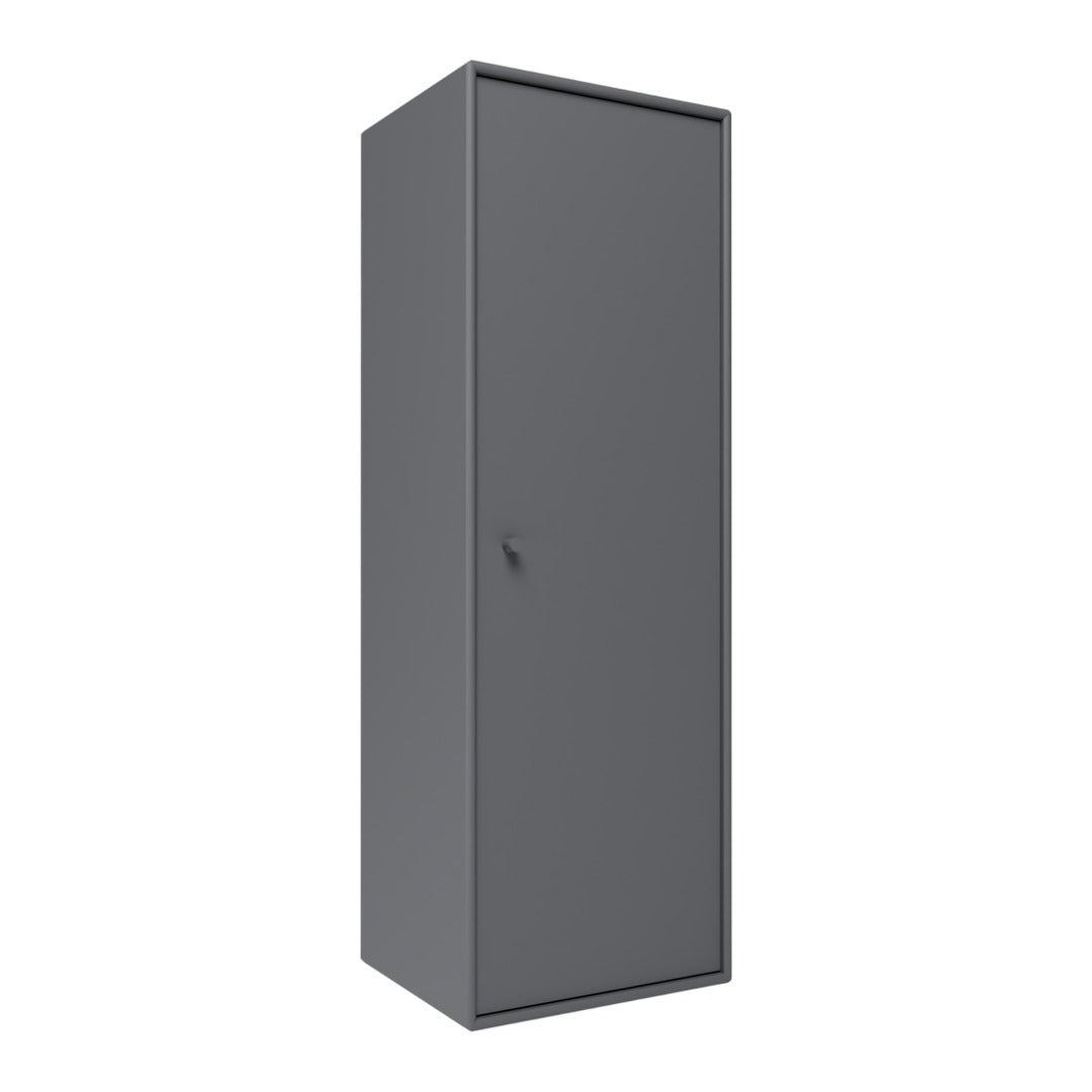 Sleek gray storage cabinet with a minimalist design and smooth finish. Perfect for modern decor.