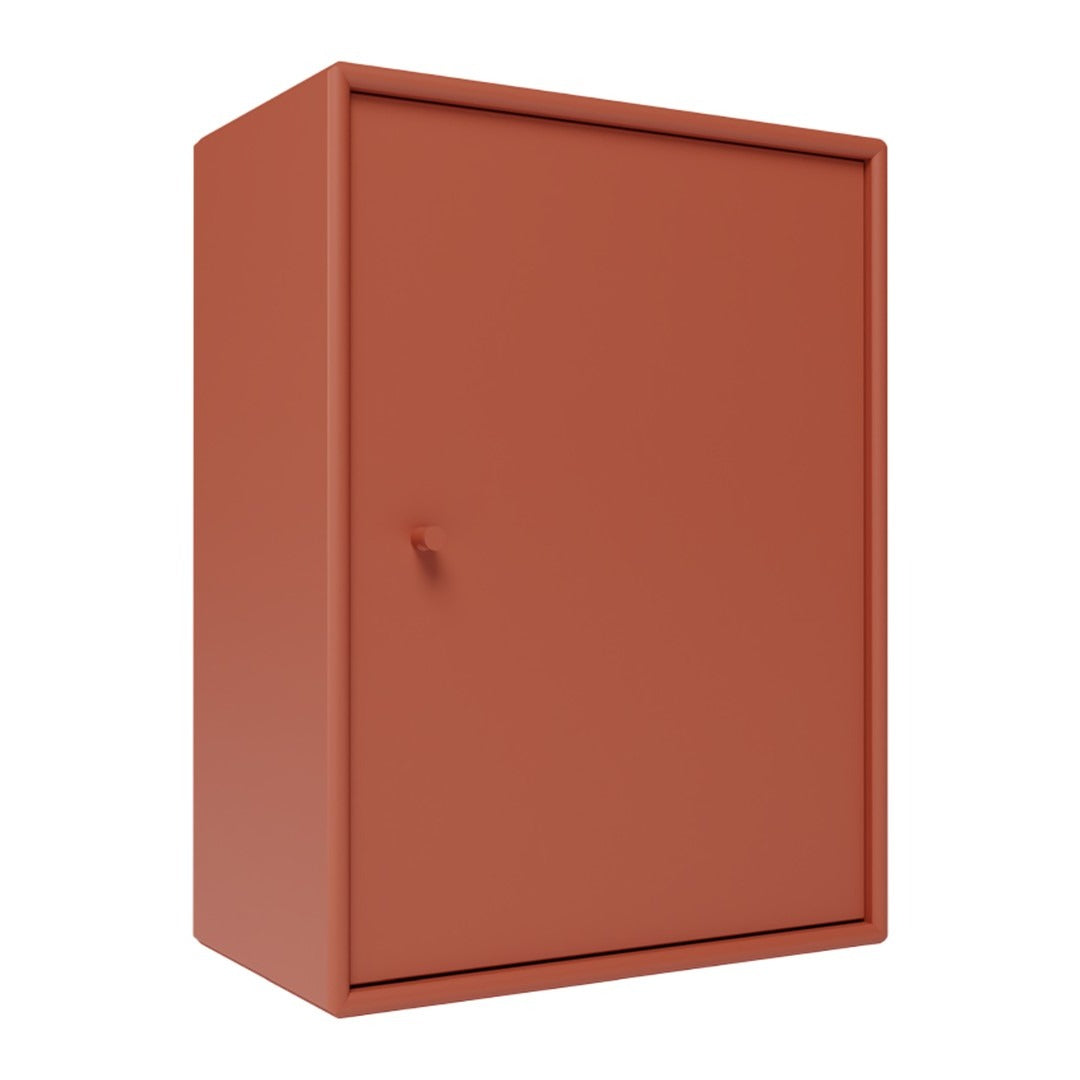 Rust-colored cabinet with a smooth matte finish and minimalist design, perfect for modern home decor.
