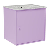 Purple cabinet with a speckled white top, featuring a sleek design and a single door. Perfect for modern decor.